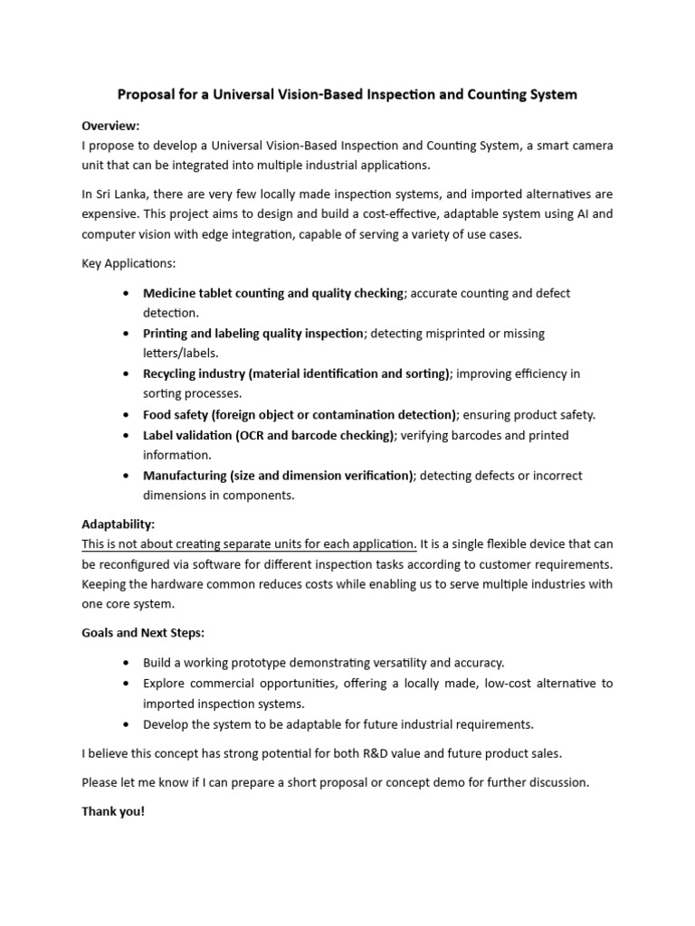 Universal Vision-Based Inspection System | PDF