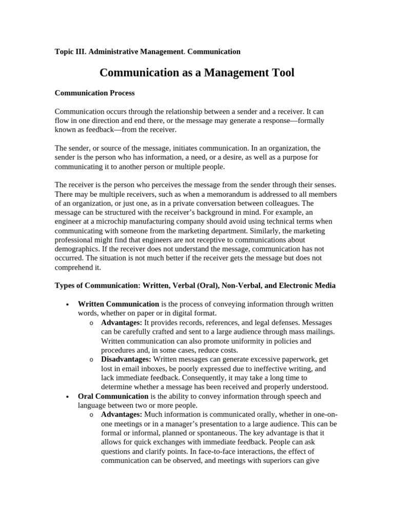 Effective Communication in Management | PDF | Communication | Nonverbal ...