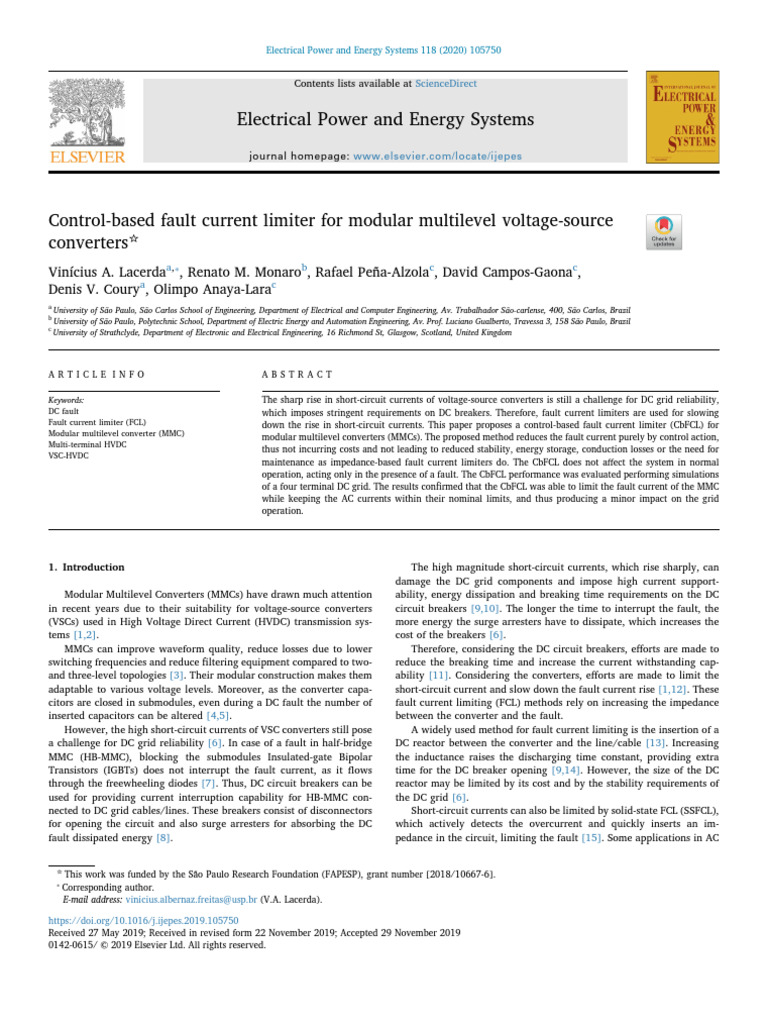 Control-Based Fault Current Limiter for MMC | PDF | High Voltage Direct ...