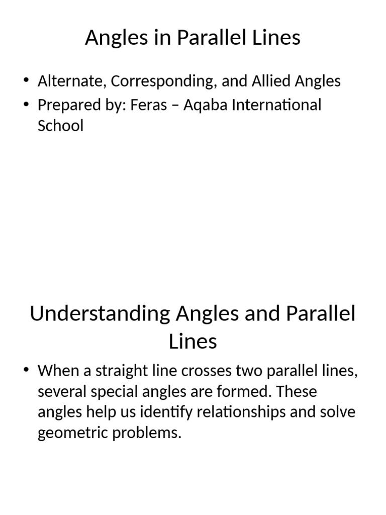 Understanding Angles in Parallel Lines | PDF