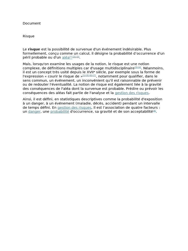 Comprendre le concept de risque | PDF