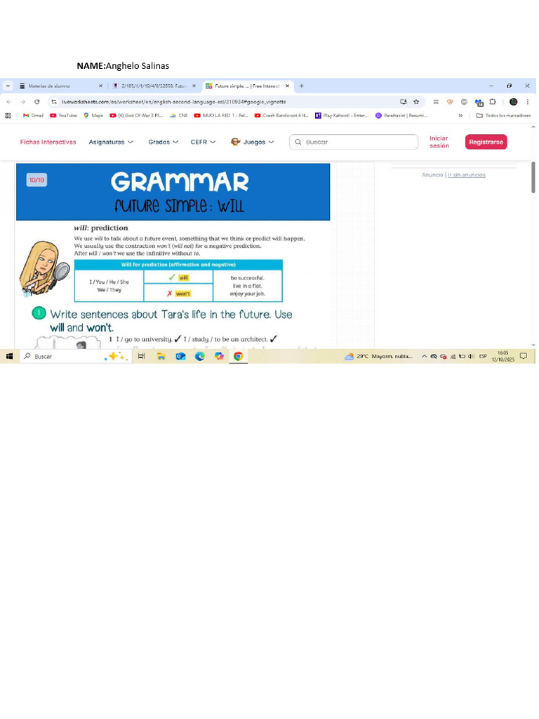 Future Simple Homework | PDF
