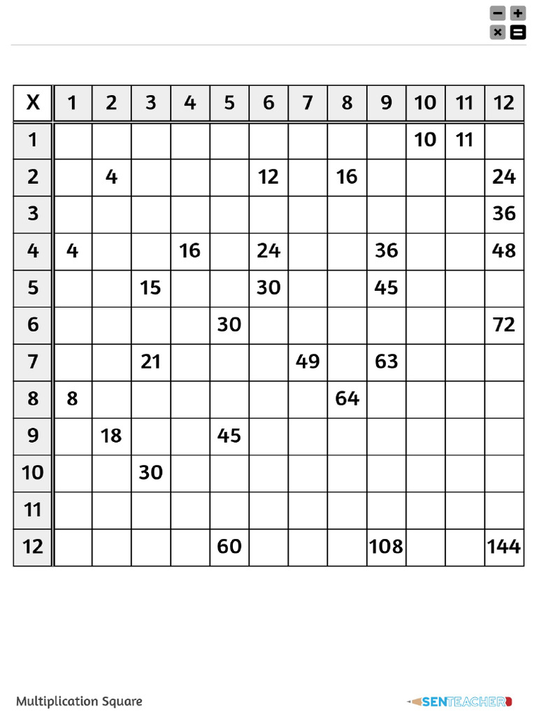 Multiplication Square | PDF