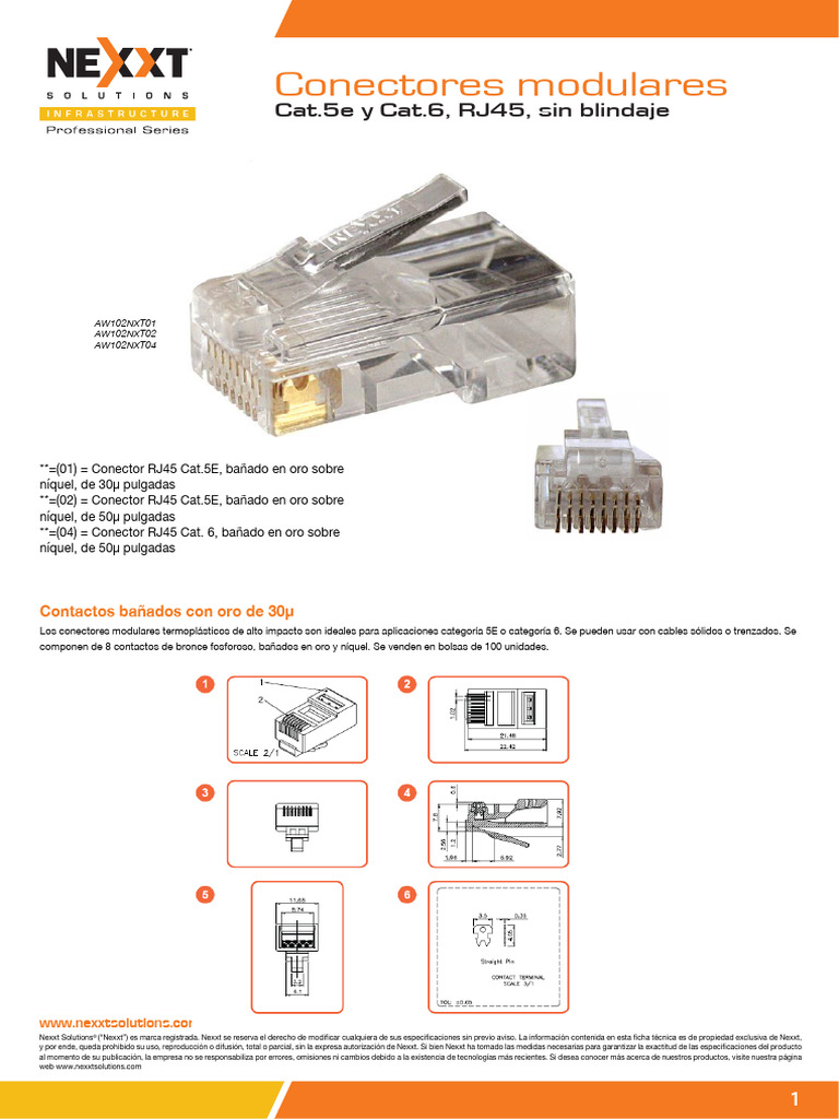 Conectores RJ45 Cat.5e y Cat.6 Nexxt | PDF