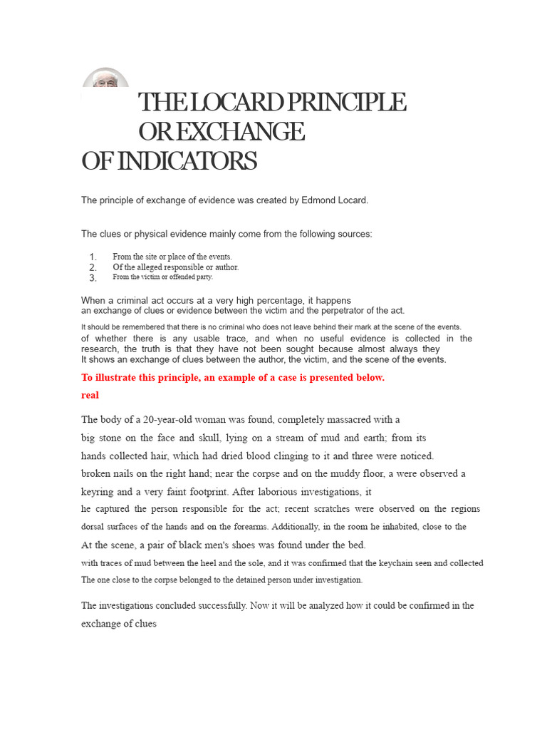 The Locard Principle or of Exchange | PDF