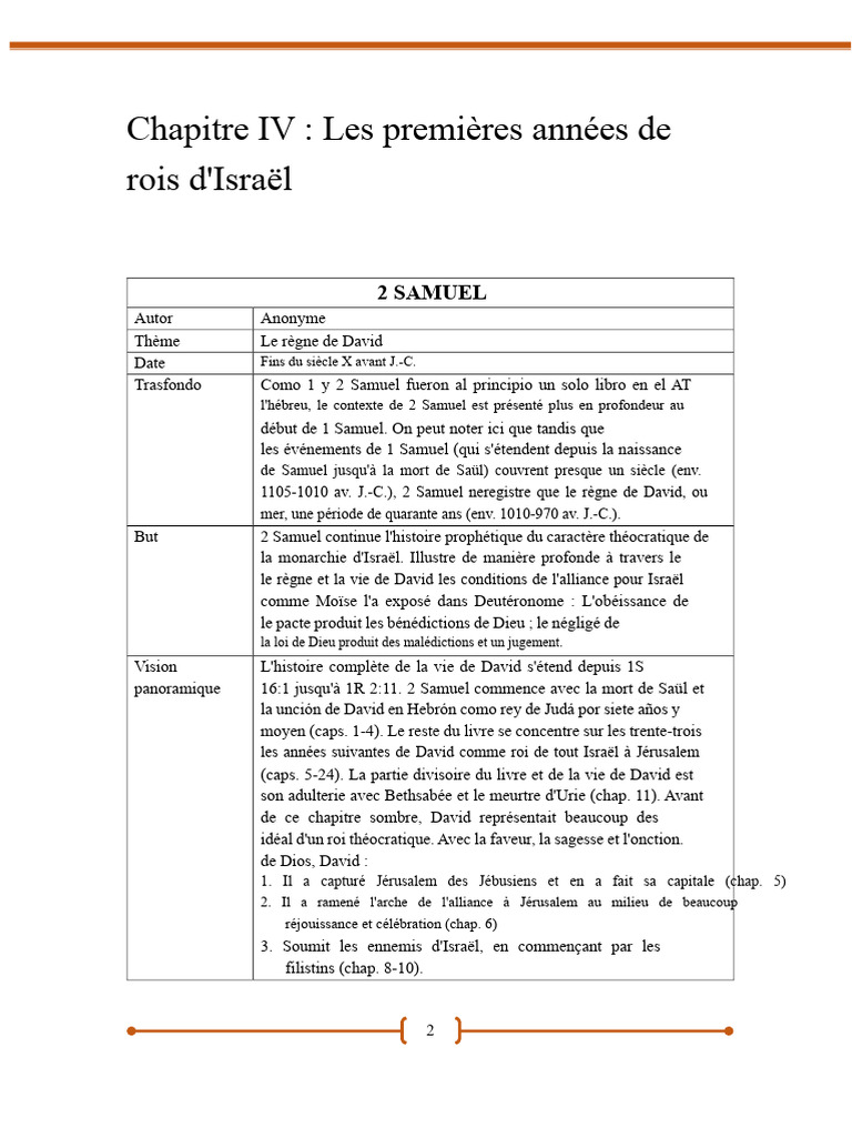 Règne de David : Éléments clés et leçons | PDF | Livres des Rois ...
