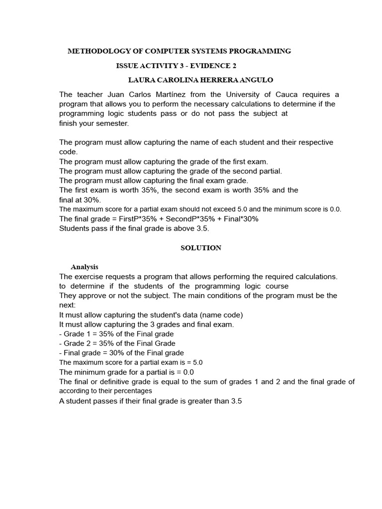 Problematic Activity 3 - Evidence 2 | PDF