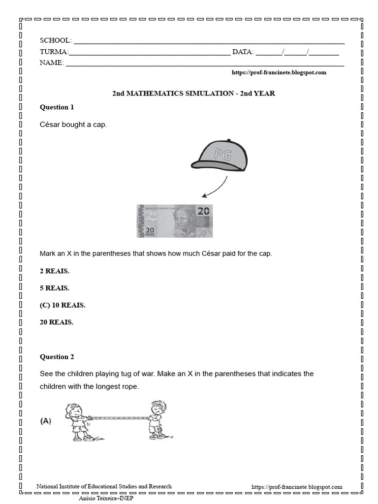 2nd Year Math Simulation Questions | PDF | Bracket | Mathematics