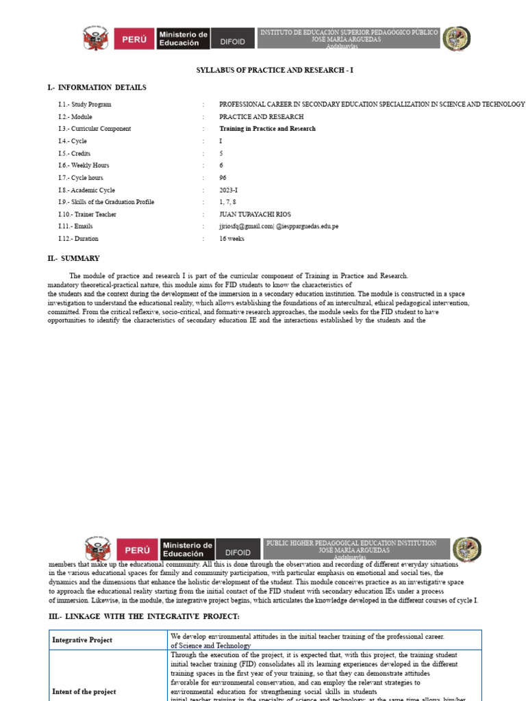 SYLLABUS OF PRACTICE AND RESEARCH | PDF | Knowledge | Pedagogy
