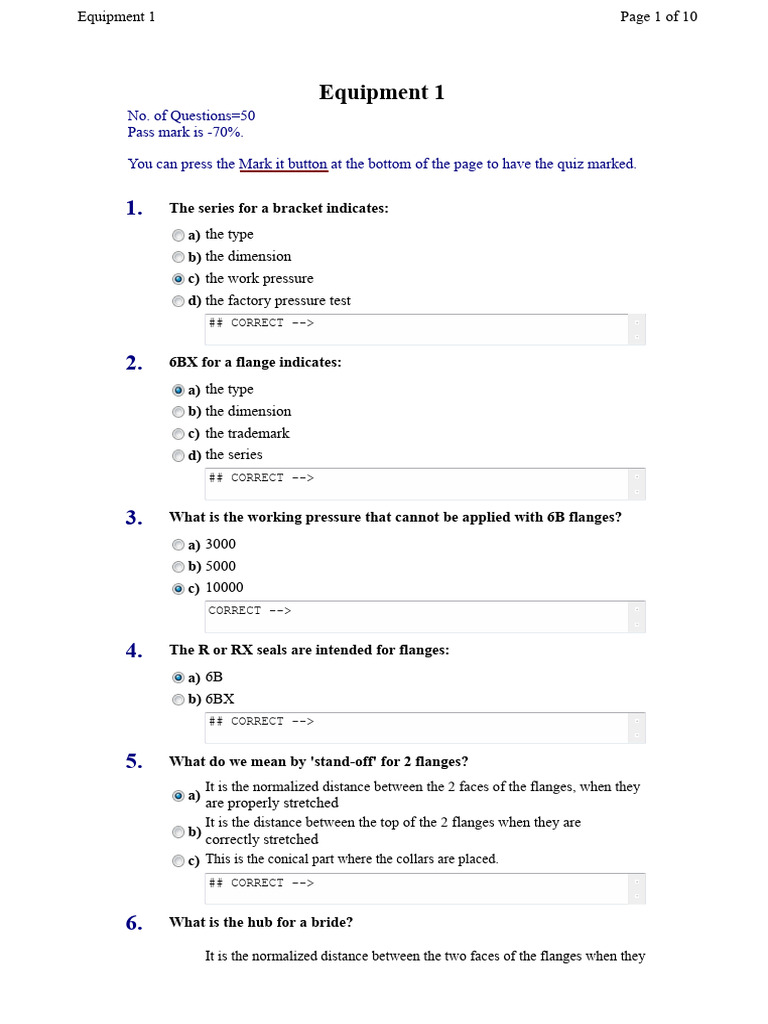 Equipment Well Control Test | PDF | Mechanical Engineering