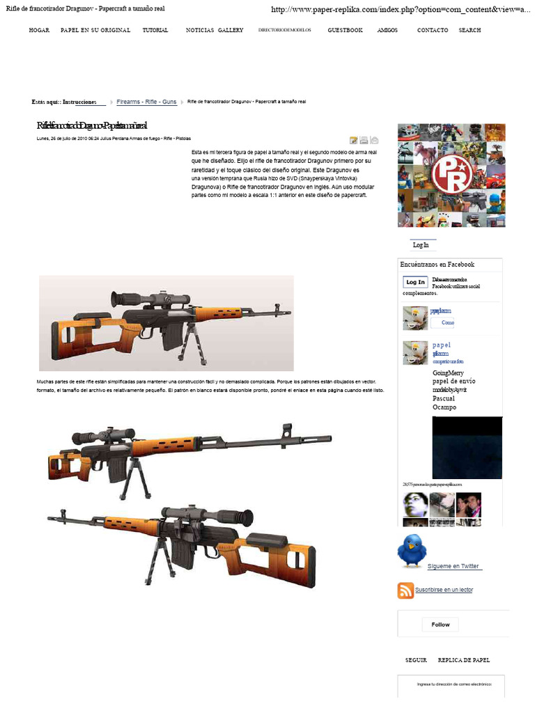 Rifle Dragunov Papercraft a Escala Real | PDF | Francotirador | Armas ...
