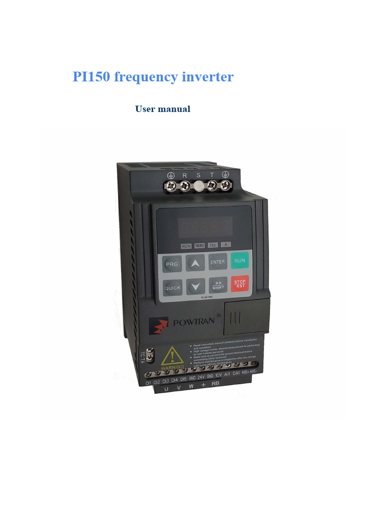 PI150 Frequency Inverter User Manual | PDF | Power Supply | Electrical ...