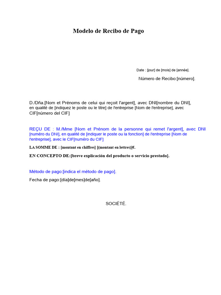 Modèle de reçu de paiement | PDF