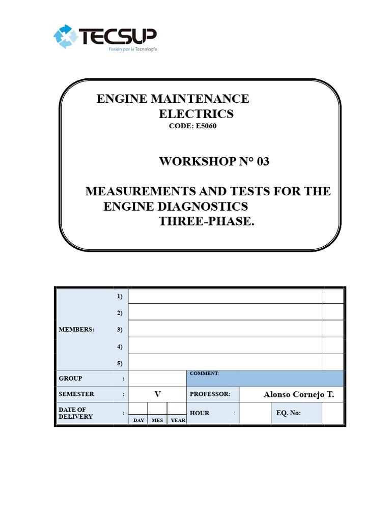 03 Measurements and Tests For The Diagnosis of A Three-Phase Motor. PDF ...