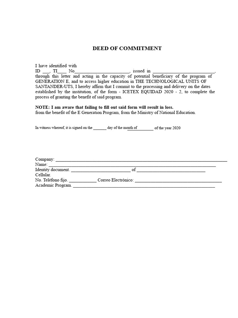 ICETEX Commitment Act | PDF