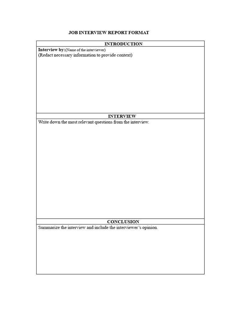 Job Interview Report Template Guide | PDF | Job Interview | Knowledge