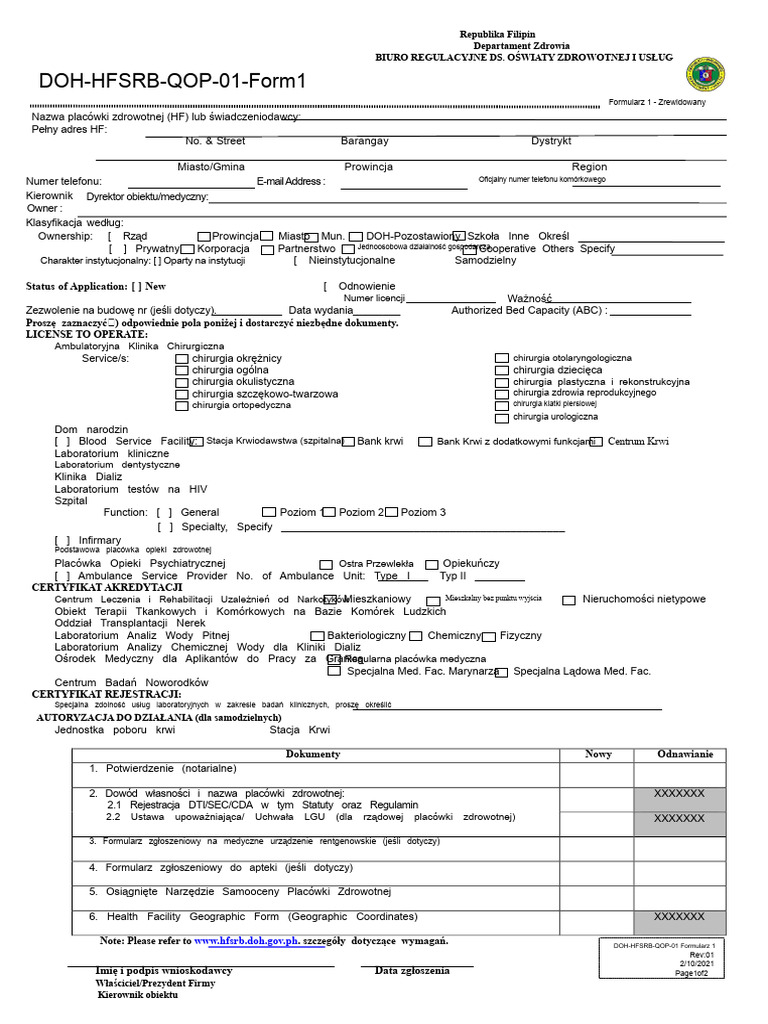 FORMULARZ 1 (Formularz Aplikacyjny) | PDF