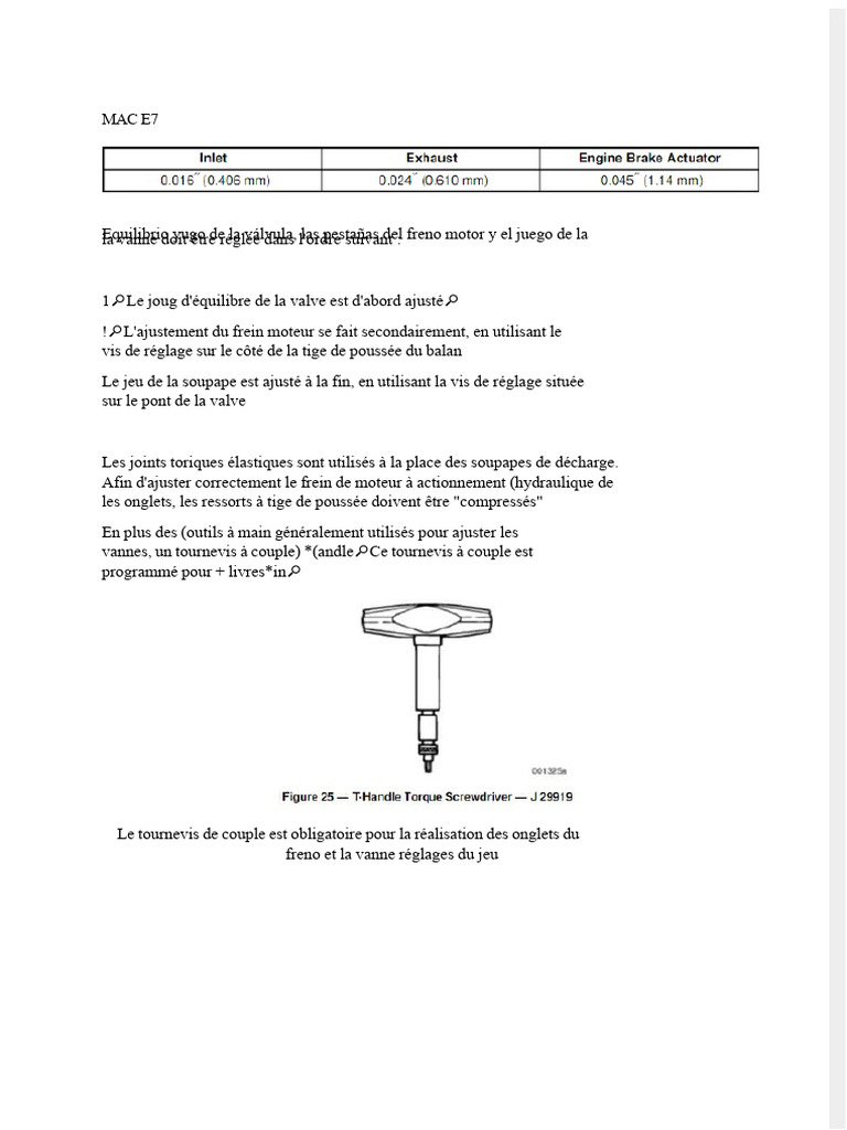 Ajustement moteur Mack E7 : guide pratique | PDF | Soupape | Moteur à ...