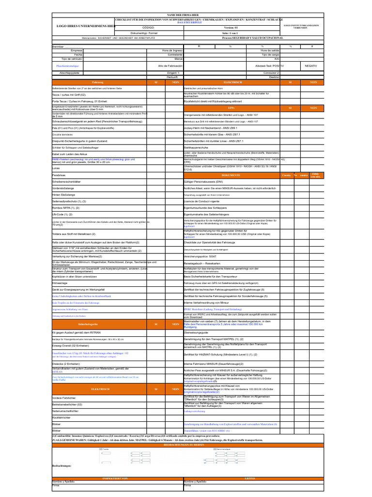 Checklist Für Die Inspektion Von Schweren Fahrzeugen | PDF
