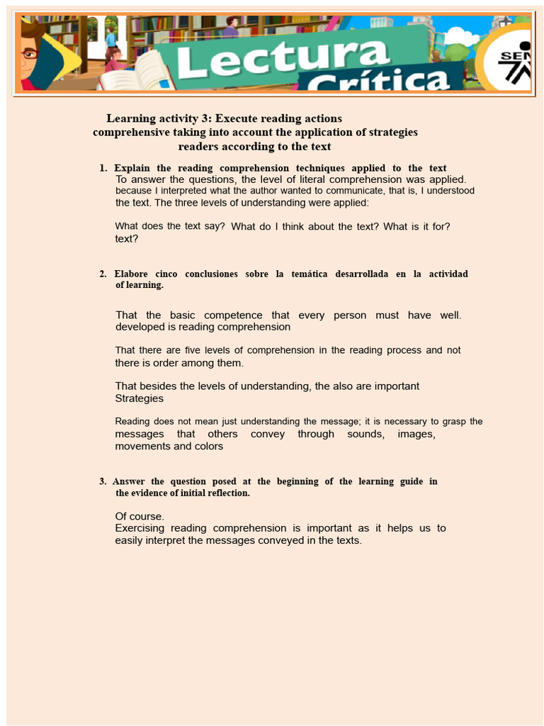 Learning activity 3 | PDF | Reading Comprehension | Communication