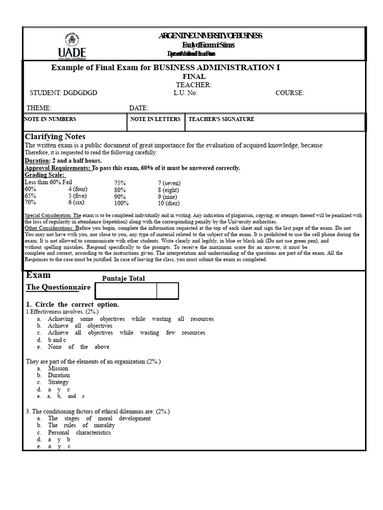Business Administration I Final Exam Guide | PDF | Leadership