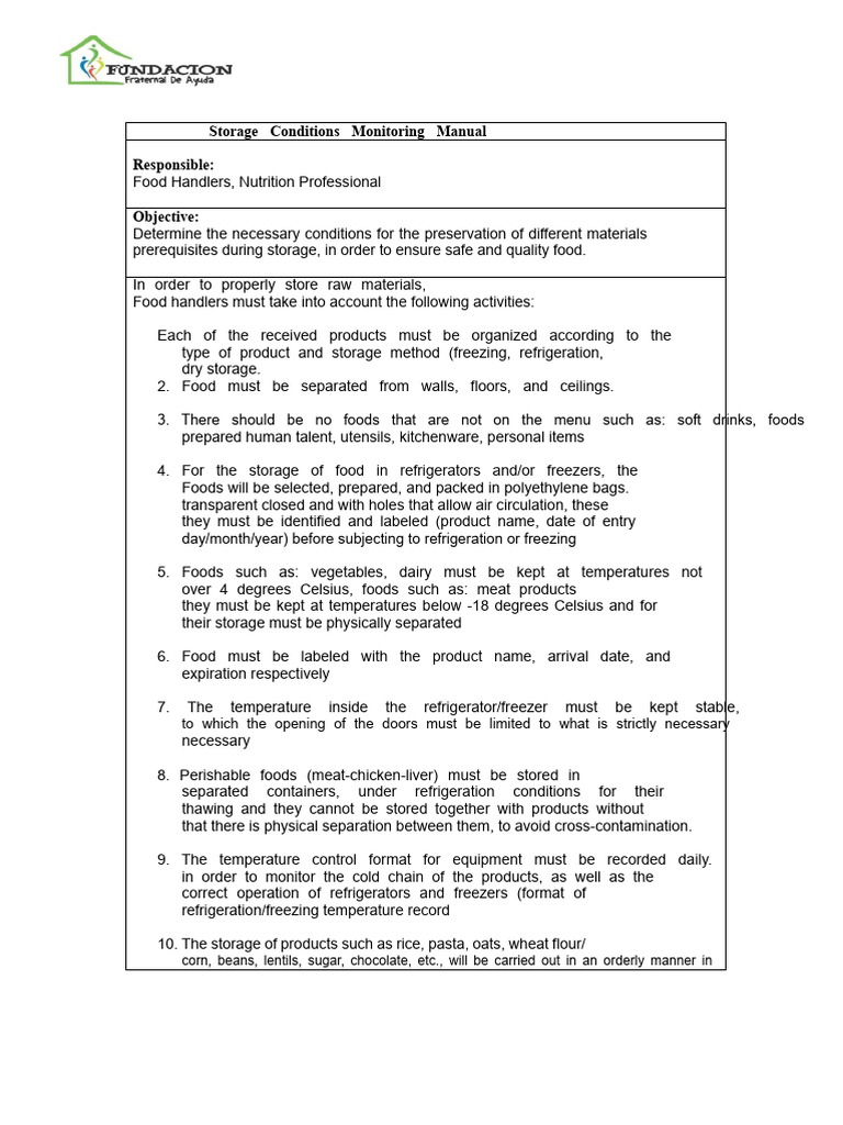 Manual and Guidelines For Monitoring Storage Conditions | PDF ...
