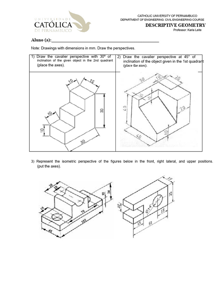 Descriptive Geometry Exercises for Civil Engineering | PDF