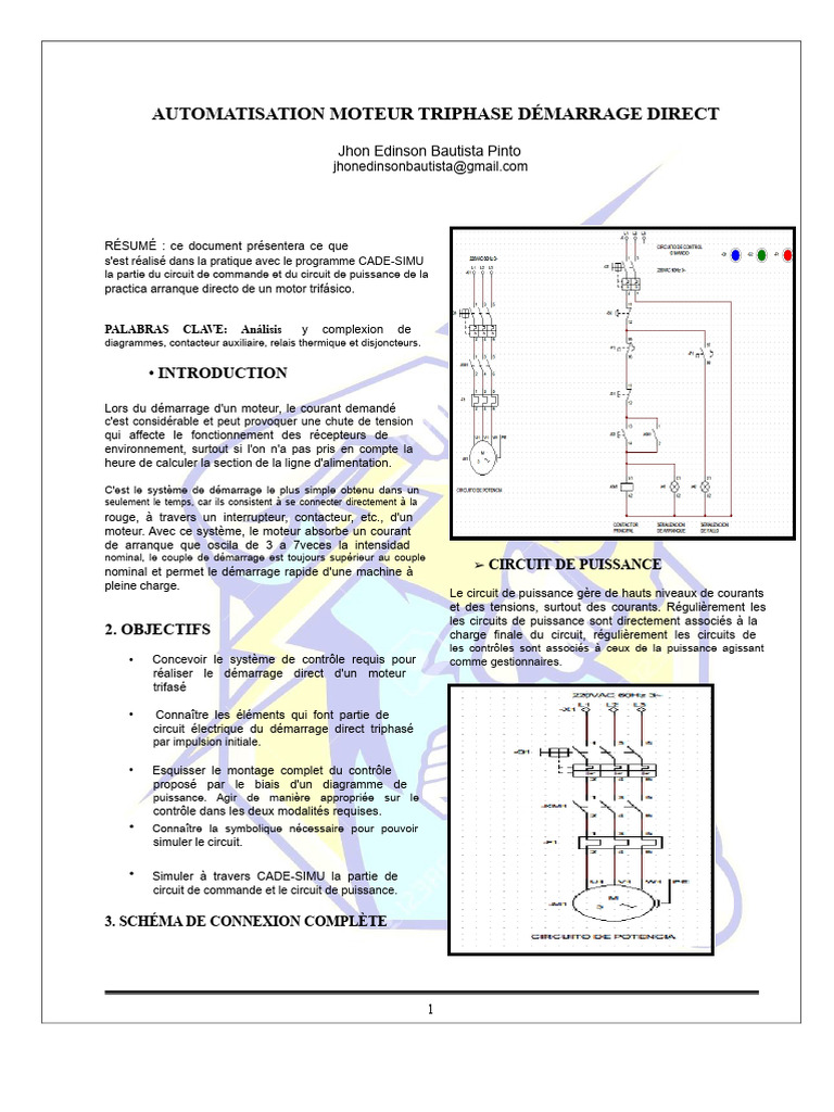 Automatisation Moteur Triphasé Démarrage Direct | PDF | Puissance ...