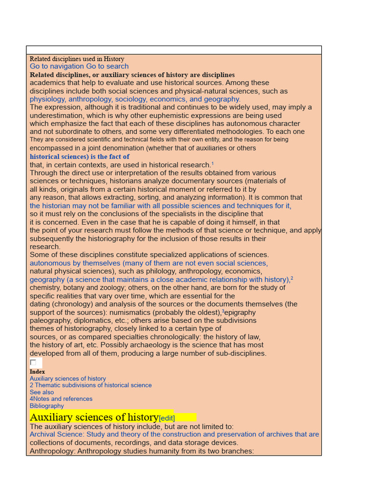 Auxiliary Sciences of History | PDF | Science | Social Sciences