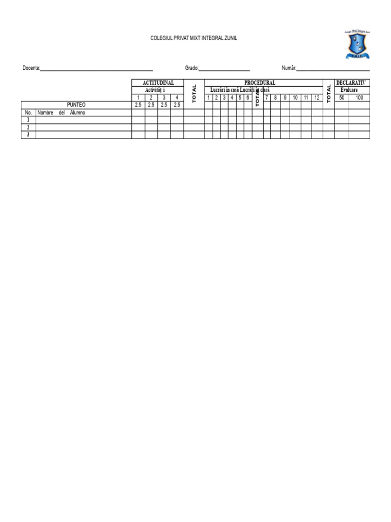 Tabel de Înregistrare A Notelor | PDF