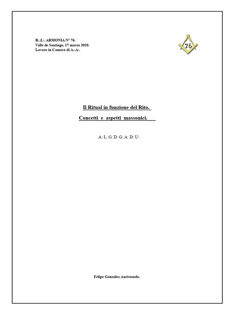 Il Rituale in Funzione Del Rito PDF | PDF