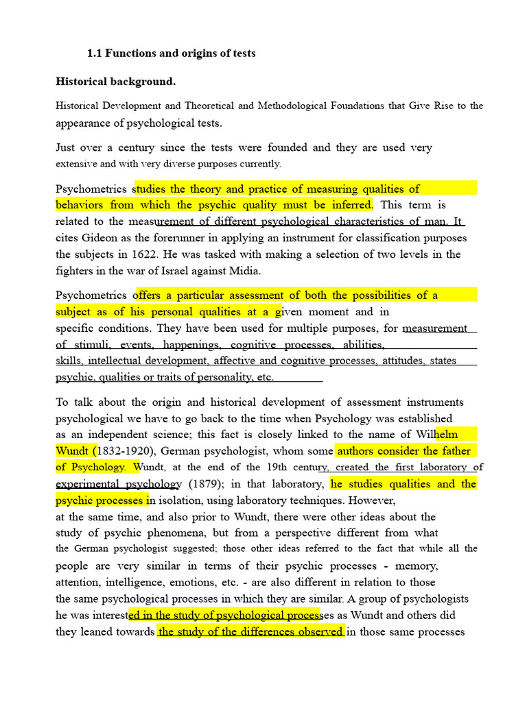 History and Functions of Psychological Tests | PDF | Psychology ...