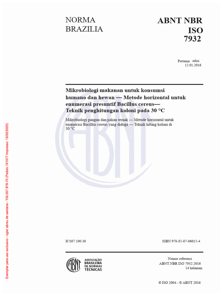 Metode Enumerasi Bacillus cereus 30°C | PDF