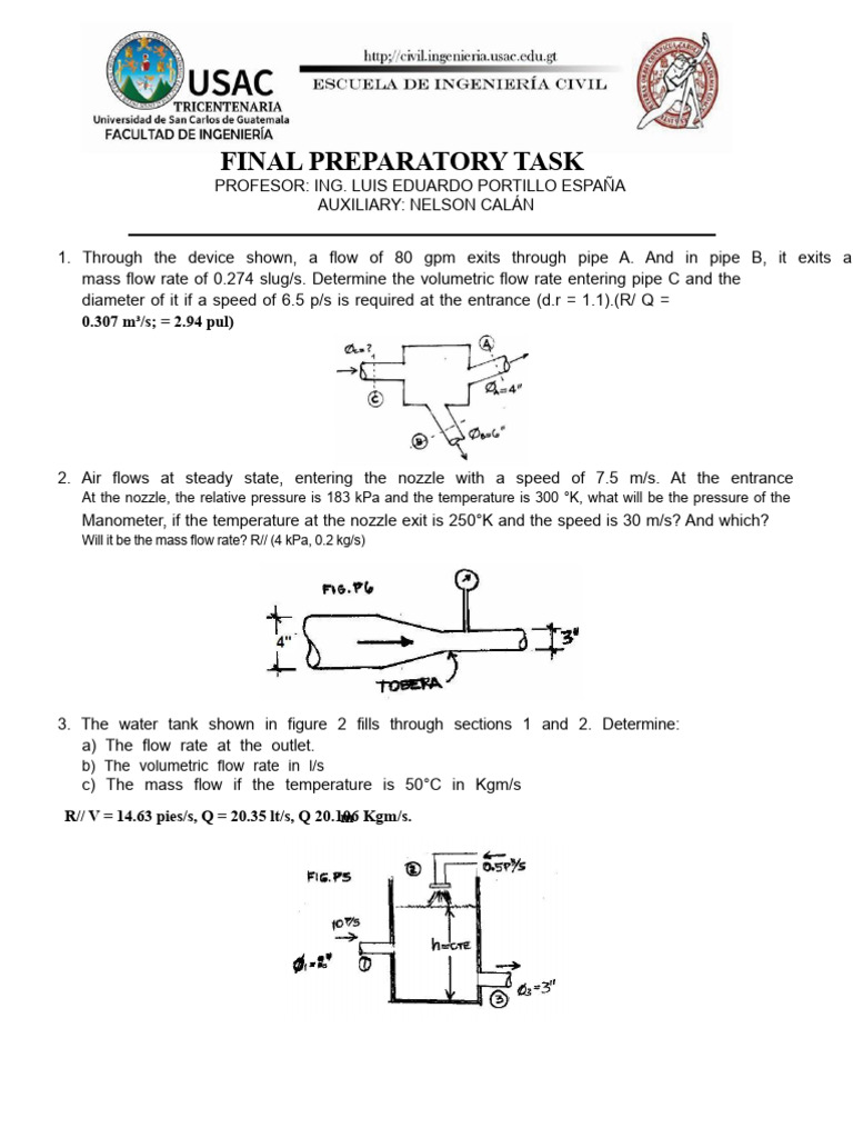 Fluid Mechanics Flow Rate Calculations | PDF | Flow Measurement | Pump