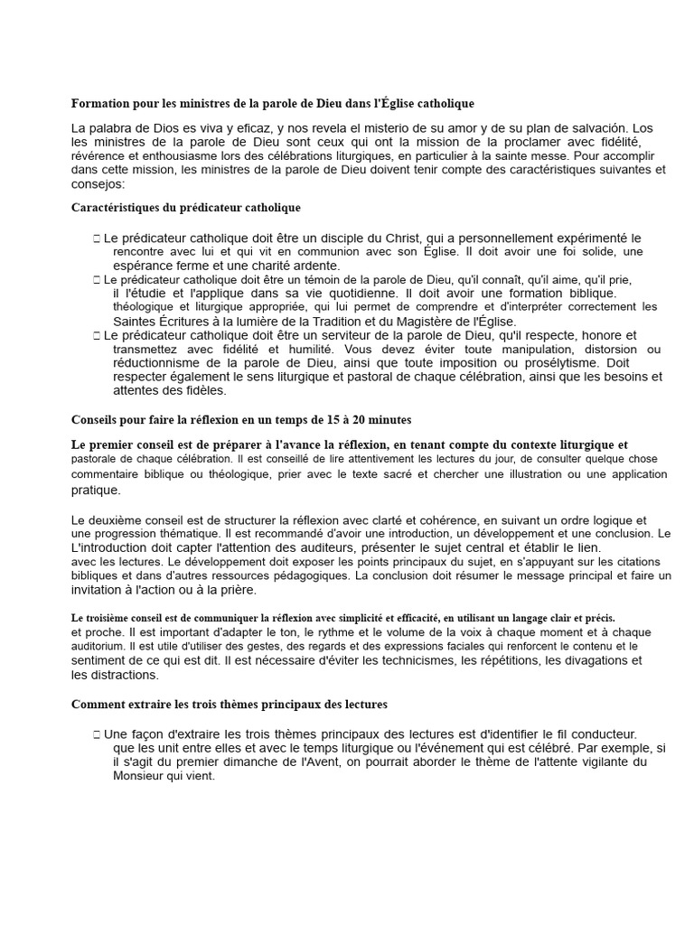 Formation des ministres de la parole de Dieu | PDF | Dieu