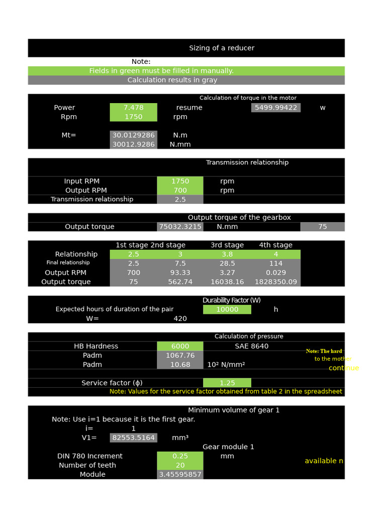 Reducer Sizing and Torque Calculations | PDF | Gear | Horsepower