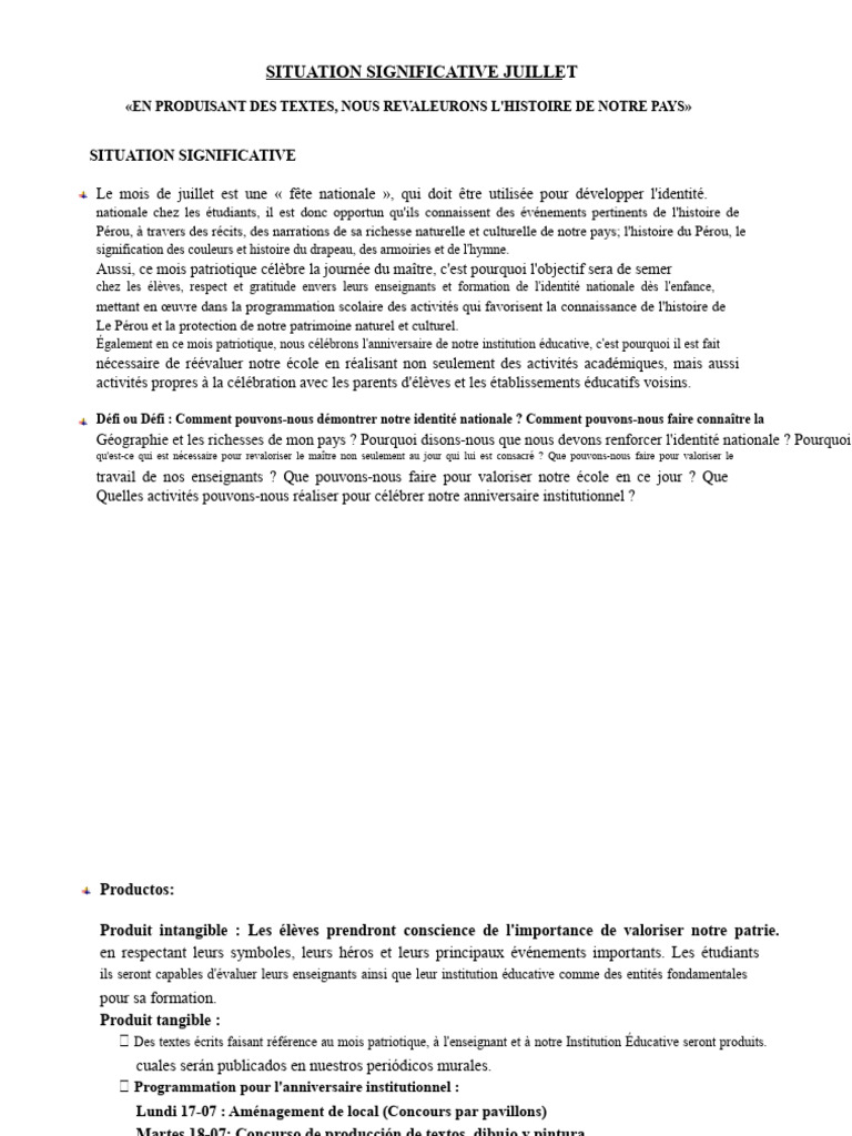Situation Significative Juillet | PDF | Pérou