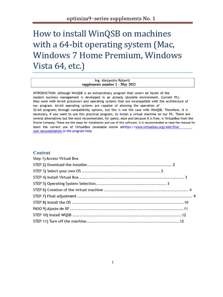Install WinQSB on 64-bit Systems | PDF | 64 Bit Computing | Microsoft ...