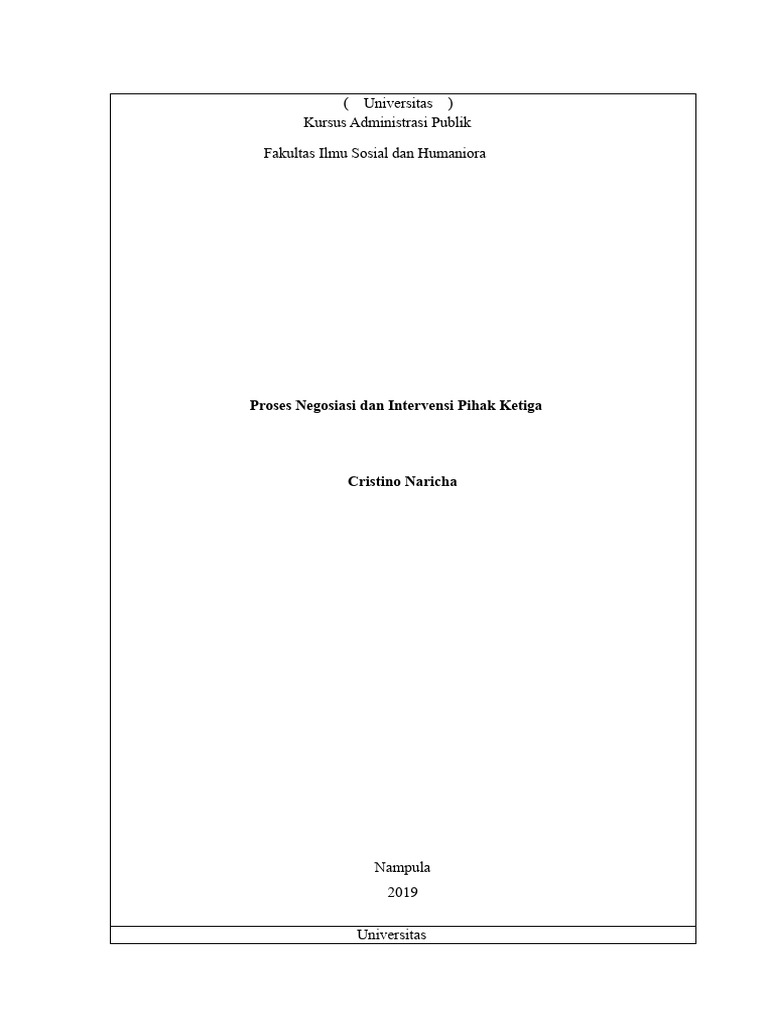 Proses Negosiasi dan Intervensi Pihak Ketiga | PDF