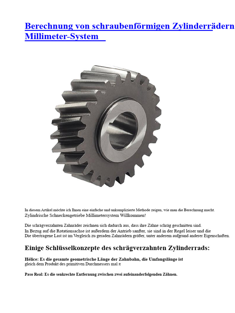 Berechnung Von Zahnrdern