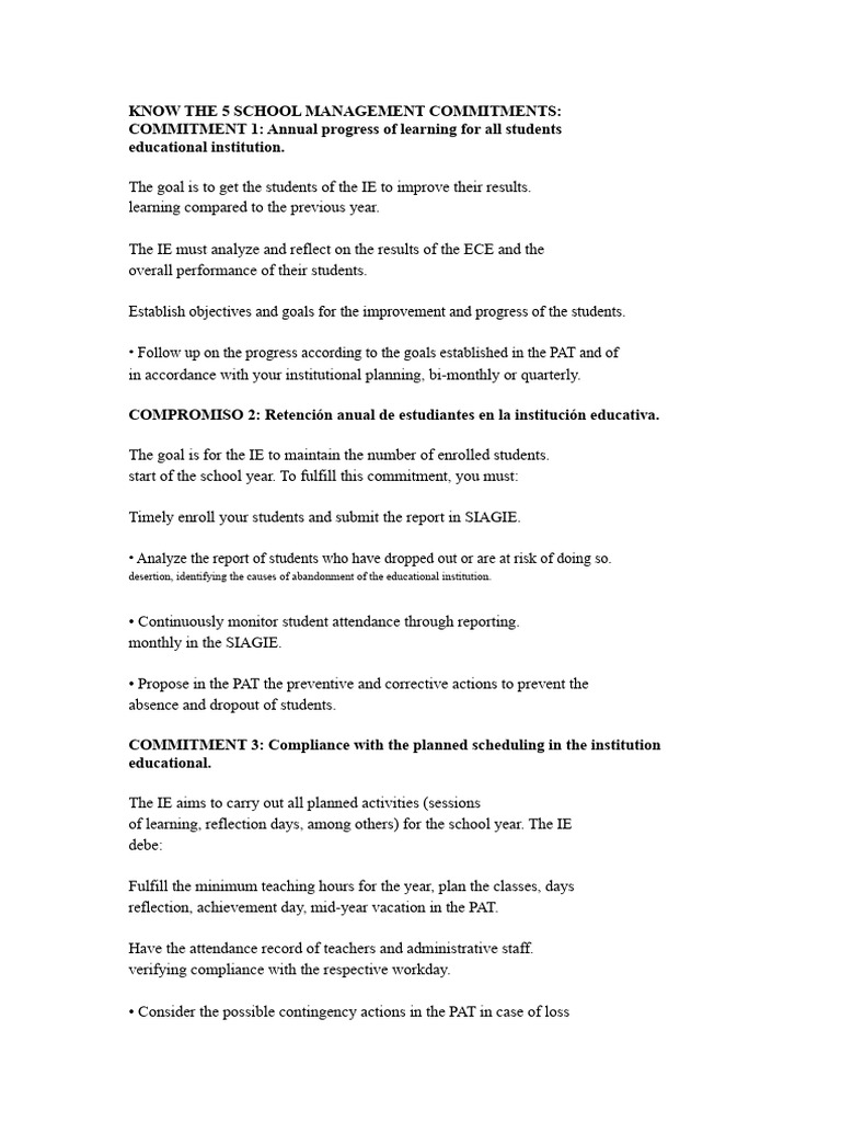 School Management Commitments Overview | PDF