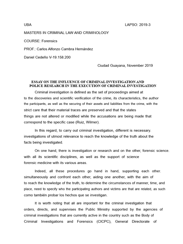 Essay On The Object of Criminal Investigation. | PDF | Forensic Science ...