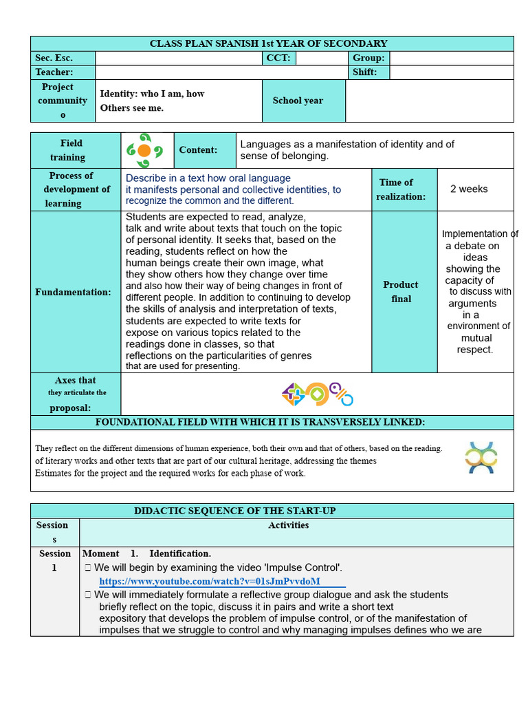 Spanish 1 Identity Class Plan | PDF | Adolescence | Don Quixote