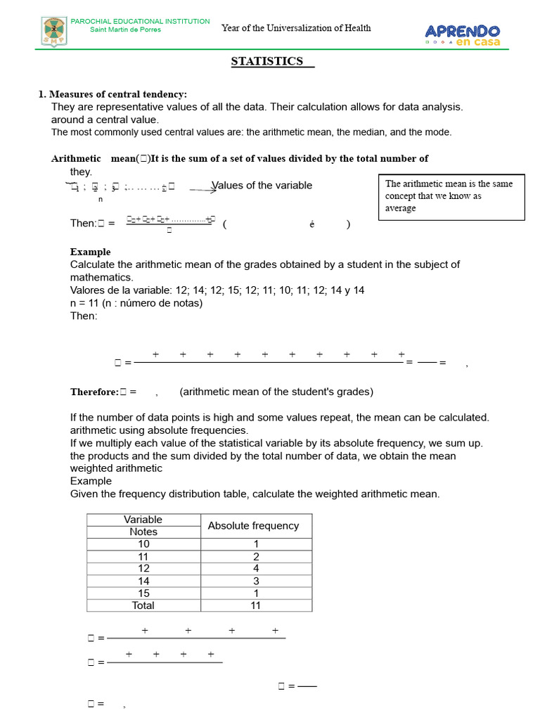 Central Tendency Measures Explained | PDF | Mean | Arithmetic Mean