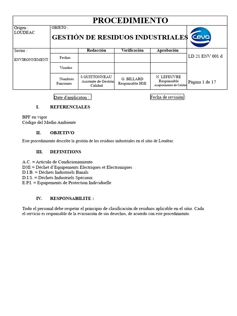 Anexo 11 Procedimiento de Gestión de Residuos | PDF | Residuos ...
