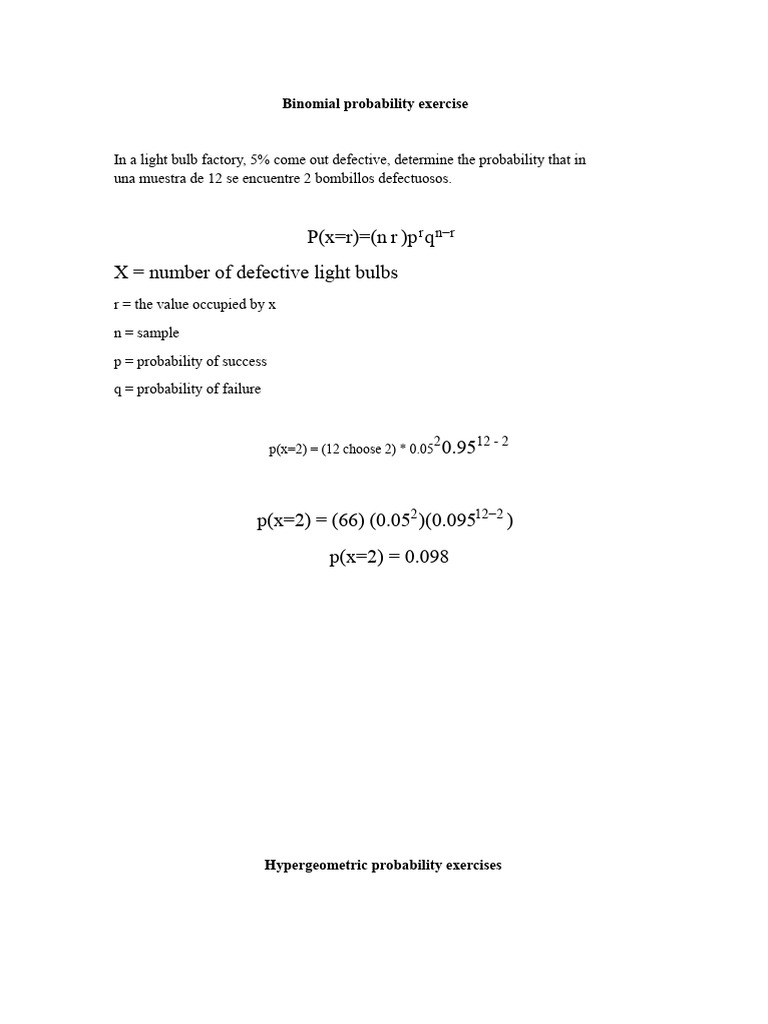 Binomial Probability Exercise. | PDF | Quantitative Research | Discrete ...