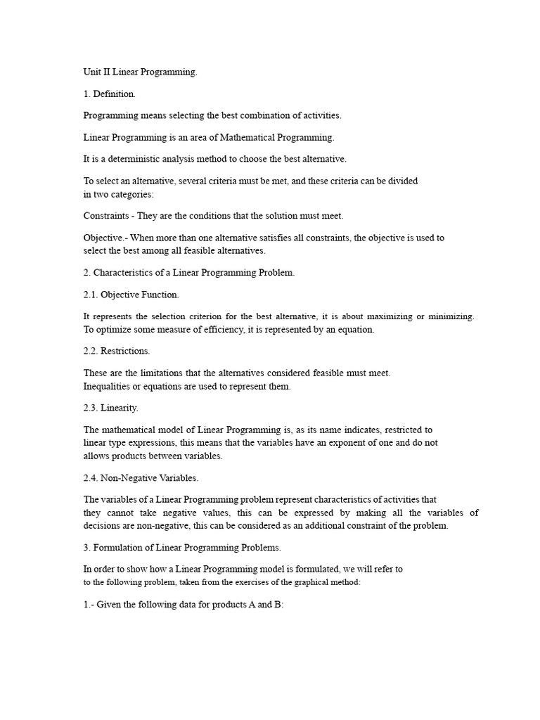 Linear Programming Basics and Formulation | PDF | Mathematical ...