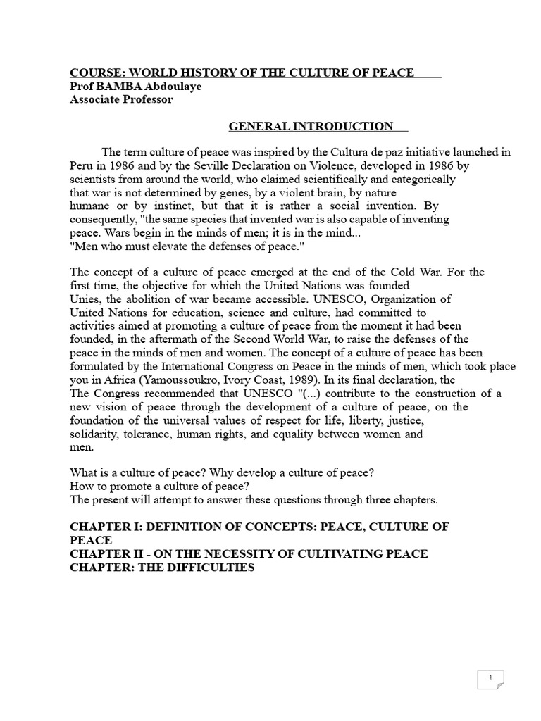 World History of Peace Culture Course | PDF | Peace | Violence