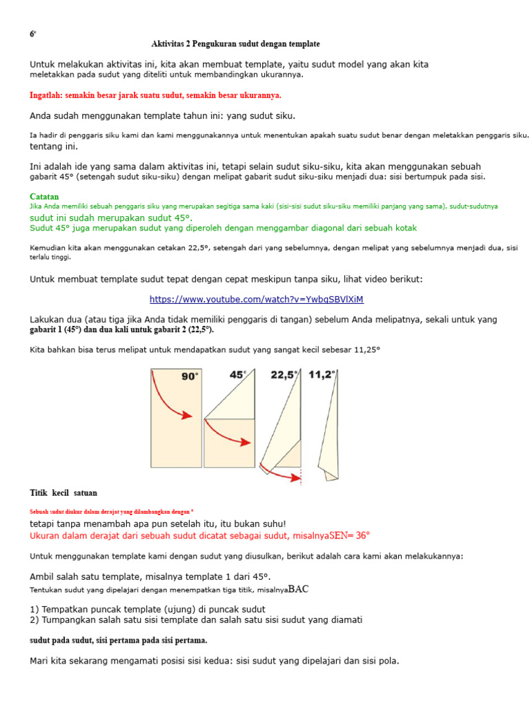 Pengukuran Sudut dengan Template | PDF