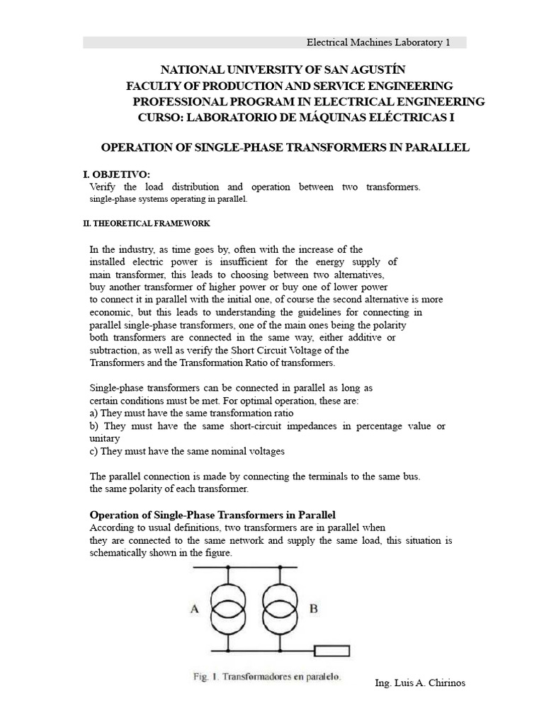 Single-Phase Transformers Parallel Operation | PDF | Transformer ...